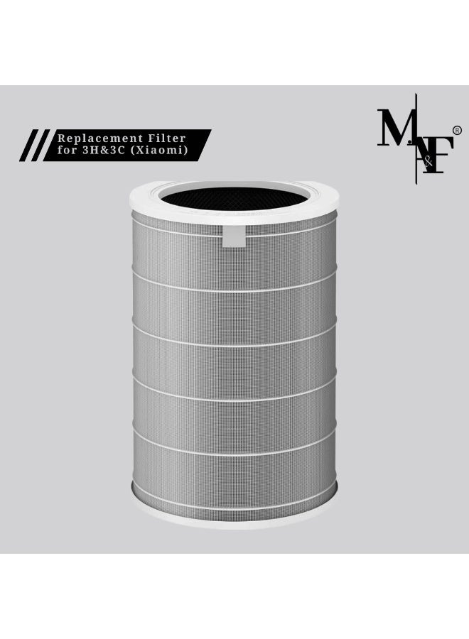 M.A&F's Air Purifier High Efficiency Filter for Xiaomi Mi 2/2S/3C/2H/Pro/3H 4/4PRO/4LITE, Model M8R-FLH -Black, H13 True HEPA, Activated Carbon Replacement Filter (2/2S/3C/2H/Pro/3H) - Image 1